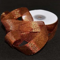 Brocade ribbon 2.5cm, maroon and gold