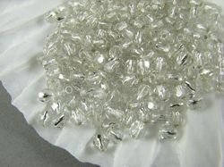 Fire Polish 3mm: Crystal - Silver-Lined, 40 pcs