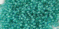 TOHO Round 11/0: TR-11-954 Inside-Color Aqua/Lt Jonquil-Lined, 10g