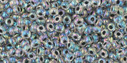 TOHO Round 11/0: TR-11-783 Inside-Color Rainbow Crystal/Opaque Gray-Lined, 10 g