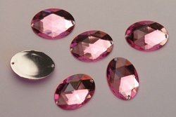 Acrylic crystals, oval 18x25 mm, pink / 1 pc.