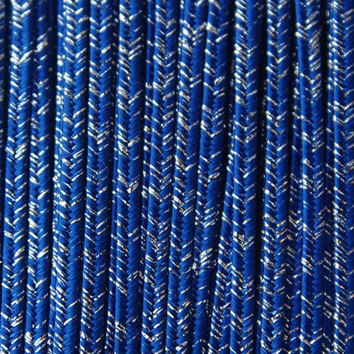 Greek braid 4mm mix silk + lurex - cornflower with silver, 1m