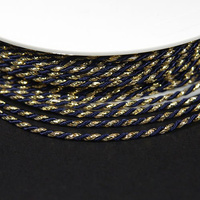 Twisted cord 2 mm, navy blue and gold