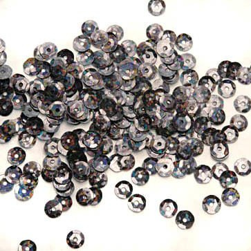 Sequins round 6mm, graphite with glitter effect