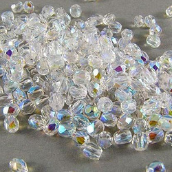 Fire Polish 3mm: Crystal AB, 40 pcs