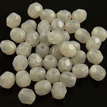 Fire Polish 3mm: Opaque Lt. Gray, 40 pcs