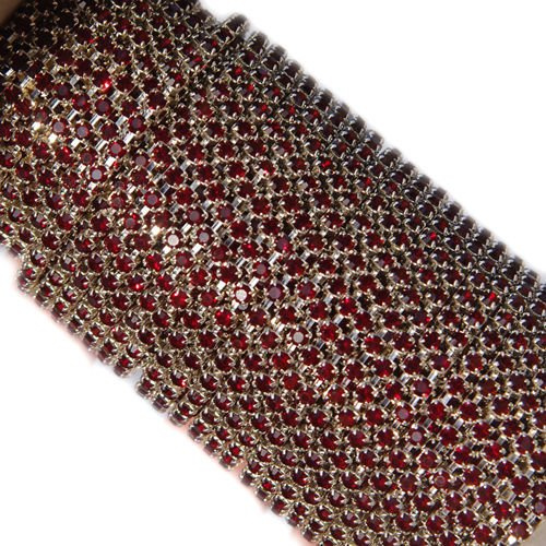 Taśma z kryształkami Preciosa ss 8,5 (~2,5 mm) Garnet, silver, 10 cm