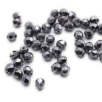 Fire Polish 4mm: Hematite, 40 pcs