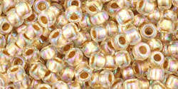 TOHO Round 8/0: TR-08-994 Gold-Lined Rainbow Crystal, 10g