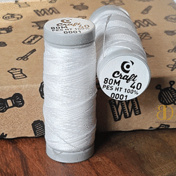 Threads for beading and soutache CRAFT 40, white, 80m