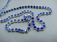 Rhinestone cupchain with Preciosa crystals ss 8,5 (~2.5mm) Sapphire, silver, 10cm