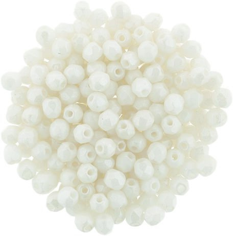 Fire Polish 3mm: Pearl Shine - White, 40 pcs