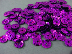  Sequins round 6mm, purple with glitter effect