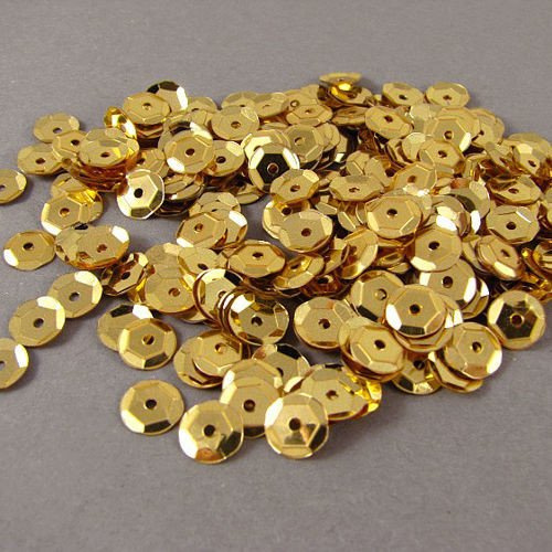 Sequins round 6mm, bright gold