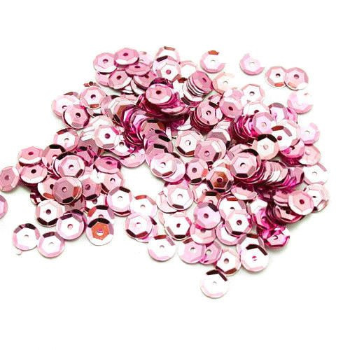 Sequins round 6mm, pink