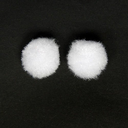 Pompoms, 15 mm, white, 2 pcs