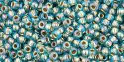 TOHO Round 11/0: TR-11-995 Gold-Lined Rainbow Aqua, 10g