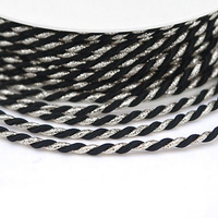 Twisted cord 3.5 mm, black and silver