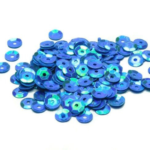 Sequins round 6mm, pearly iridescent, turquoise