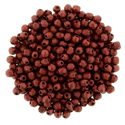 Fire Polish 2mm:  Chalk/Lava Red, 40 pcs