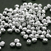 Fire Polish 4mm: Matte - Metallic Silver, 40 pcs