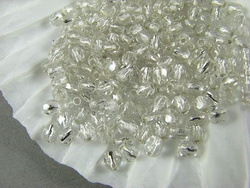 Fire Polish 3mm: Crystal - Silver-Lined, 40 pcs