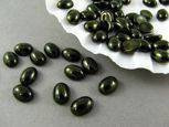 PRECIOSA GLASS CABOCHON - OVAL 8x6mm - JET LUSTERED GREEN METALLIC