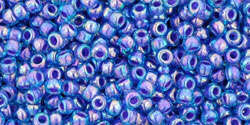 TOHO Round 11/0: TR-11-1837 Inside-Color Rainbow Aqua/Opaque Purple-Lined, 10g