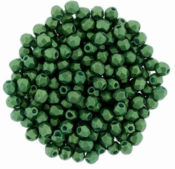 Fire Polish 3mm: Gold Shine - Emerald, 40 pcs