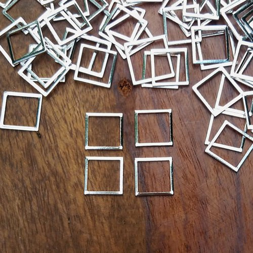 Geometric metal frame, silver, square small 1.2x1.2cm, 4 pcs