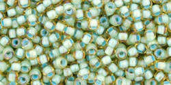 TOHO Round 11/0: TR-11-952 Inside-Color Rainbow Lt Topaz/Sea Foam-Lined, 10 g