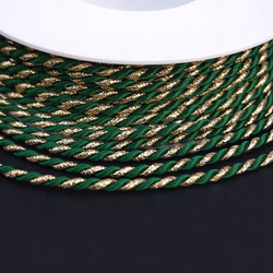 Twisted cord 3.5 mm, green and gold