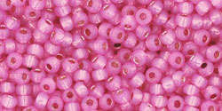 TOHO Round 11/0: TR-11-PF2107 PermaFinish - Silver-Lined Milky Electric Pink, 10 g