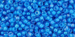 TOHO Round 11/0: TR-11-309 Inside-Color Lt Sapphire/Opaque Blue-Lined, 10g