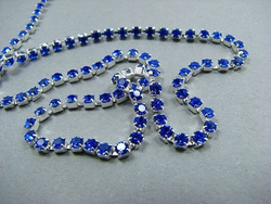 Rhinestone cupchain with Preciosa crystals ss 8,5 (~2.5mm) Sapphire, silver, 10cm