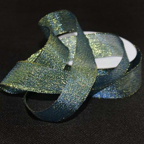 Brocade ribbon 2.5cm, blue and gold