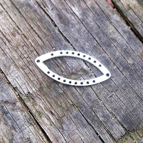 Steel base for beads, silver color, nawette 1x2.3cm, 1 piece