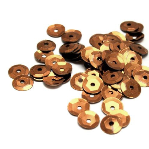 Sequins round 6mm, bright brown