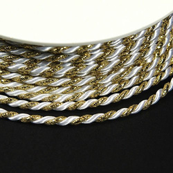 Twisted cord 3.5 mm, white and gold