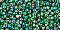 TOHO Round 11/0: TR-11-179 Transparent-Rainbow Green Emerald, 10g