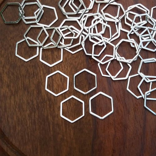 Geometric metal frame, silver, hexagon small 1.4x1.4cm, 4 pcs