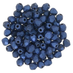 Fire Polish 3mm: Metallic Suede - Blue, 40 pcs