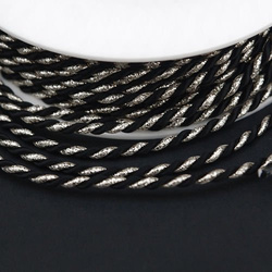 Twisted cord 3.5 mm, black and silver