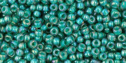 TOHO Round 11/0: TR-11-1833 Inside-Color Rainbow Lt Sapphire/Opaque Teal-Lined, 10g