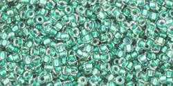 TOHO Round 15/0: TR-15-264 Inside-Color Rainbow Crystal/Teal-Lined, 5g