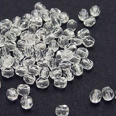 Fire Polish 4mm: Crystal, 40 pcs