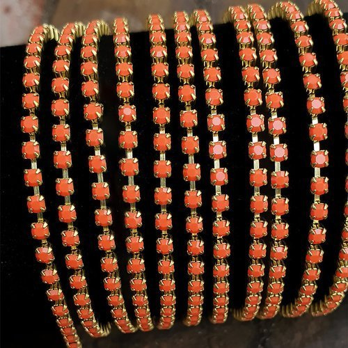 Rhinestone cupchain with Preciosa crystals ss 8,5 (~2.5mm) Coral, raw, 10cm