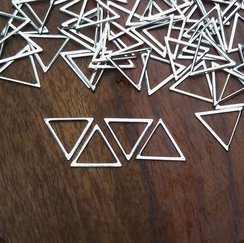 Geometric metal frame, silver, triangle small 1.5x1.7cm, 4 pcs