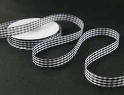 CHECKERED RIBBON BLACK&WHITE 1,2cm