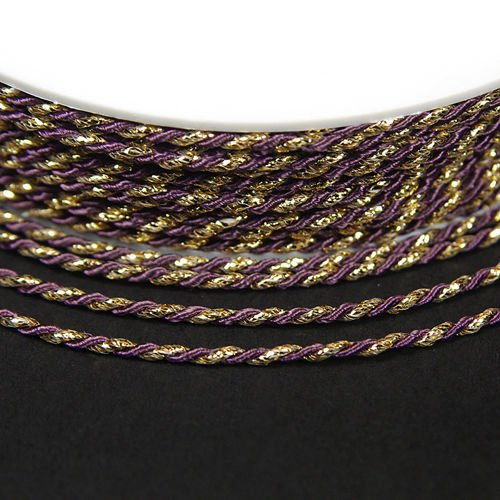 Twisted cord 3,5 mm, purple and gold